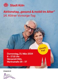 Seniorinnen und Senioren aus Köln sind herzlich eingeladen zum Kölner Vorsorge-Tag am 21. März 2024 im Gürzenich Köln.