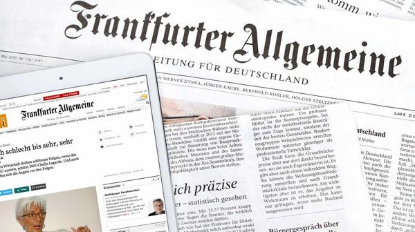 Es werden Abschnitte der Zeitung Frankfurter Allgemeine gezeigt.