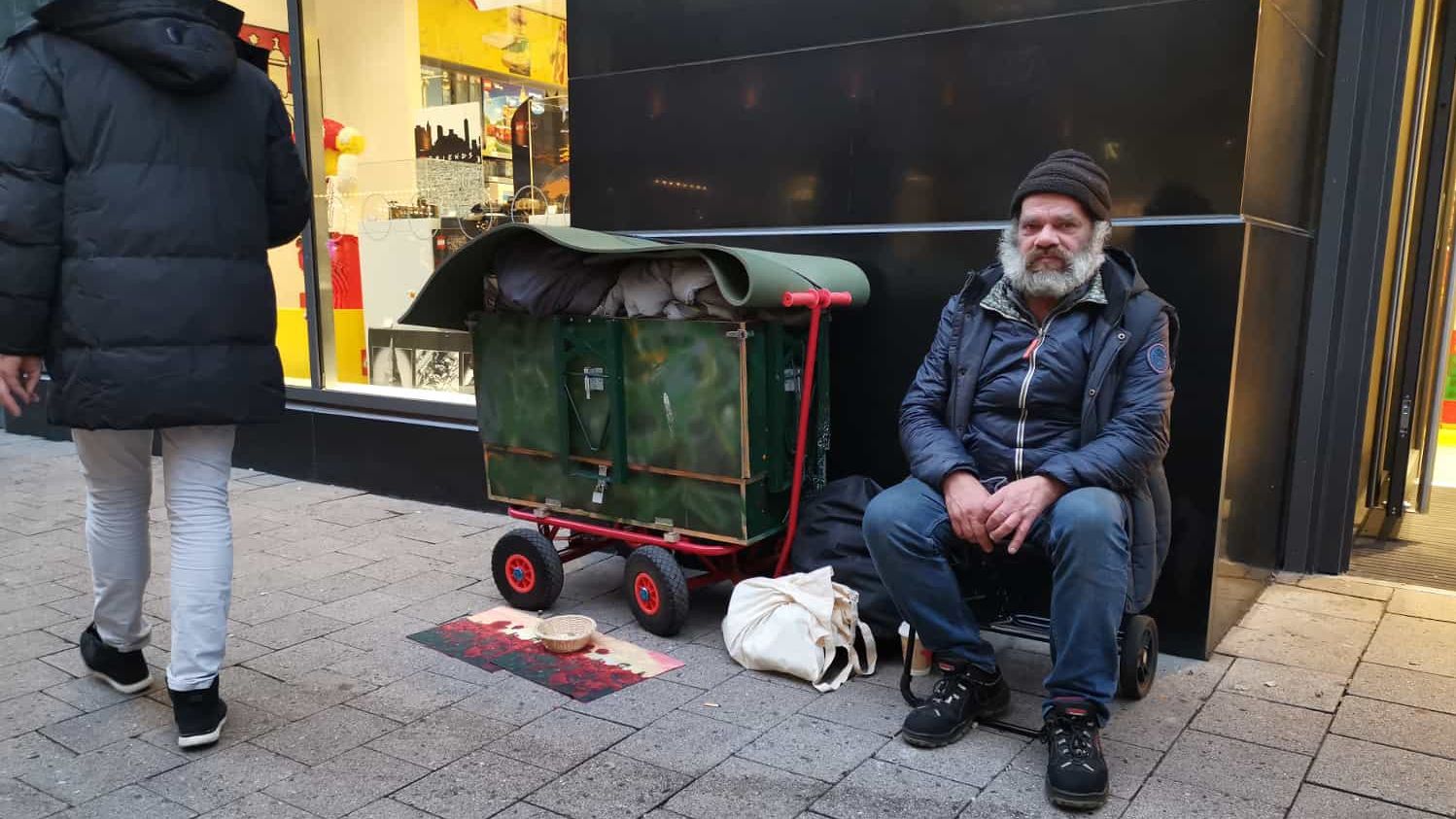 Obdachloser in der Hamburger Innenstadt