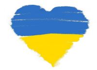 Als Bild ist hier ein gezeichnetes Herz mit den Farben der ukrainischen Flagge zu sehen. Oben blau und unten gelb.