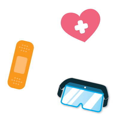 Icons von VR-Brille, Pflaster und Herz