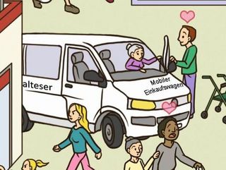 Cartoon, der ein Malteser Fahrzeug zeigt