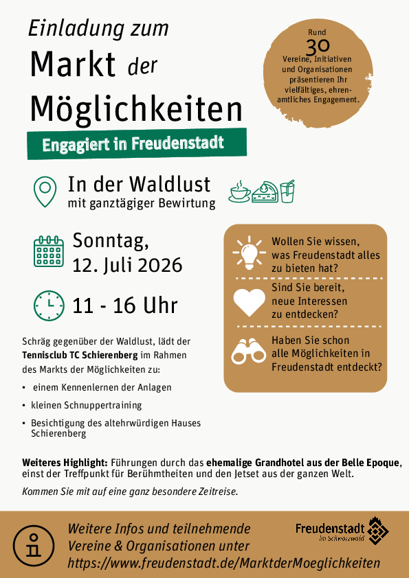 Informationsflyer zum Markt der Möglichkeiten am 12.7.26
